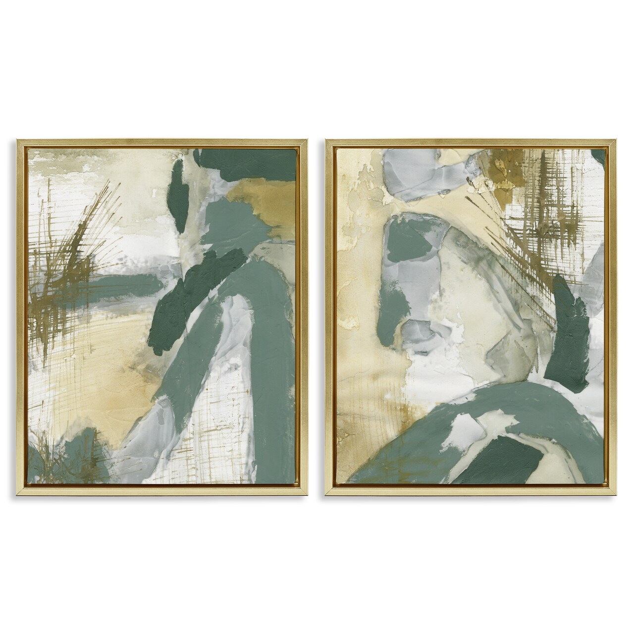 Stupell Industries Rustic Abstraction in Neutrals 2pc Floater Framed Canvas Wall Art Set Design by Vanna Lam